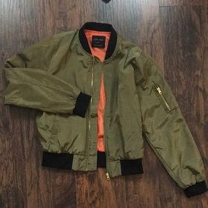 Love Tree Green and Orange Bomber Jacket size M